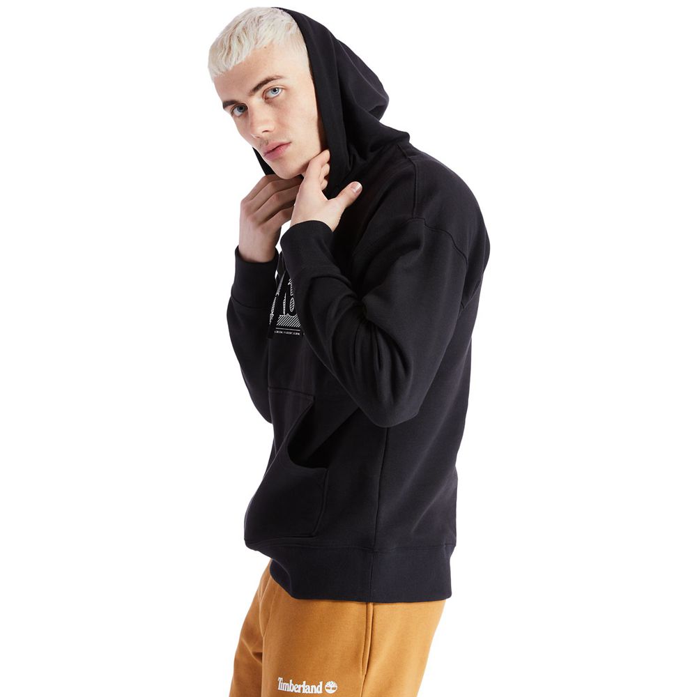 Timberland Mens Sweatshirts Logo Hoodie - Black - India VX3756089